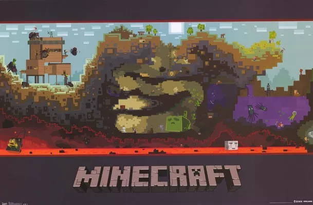 JINX MOJANG MINECRAFT WORLD POSTER COMPUTER VIDEO GAME 34x22 FREE SHIPPING - Image 1 of 1