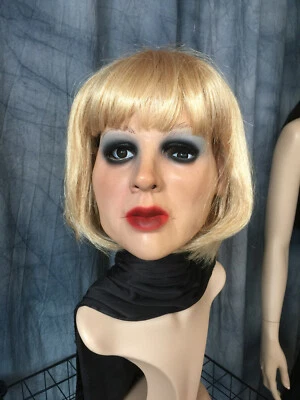 Gummimaske MARILYN +WIMPERN+PERÜCKE BLOND Latex Maske Frau Damen Crossdresser - Bild 1 von 4