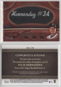 2011 Topps Manufactured Glove Leather Nameplate Black /99 Felix Hernandez