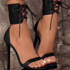 Women Sandals Open Toe Stiletto High Heel Ankle Strap Lace Up Shoes US Size 5-13