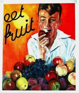 Original vintage poster EAT FRUIT DUTCH HEALTH FOOD CAMPAIGN c.1940 - Picture 1 of 1