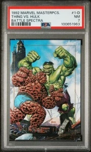 1992 Marvel Masterpieces Battle Spectra #1-D Thing vs Hulk PSA 7 NEAR MINT! - Picture 1 of 2