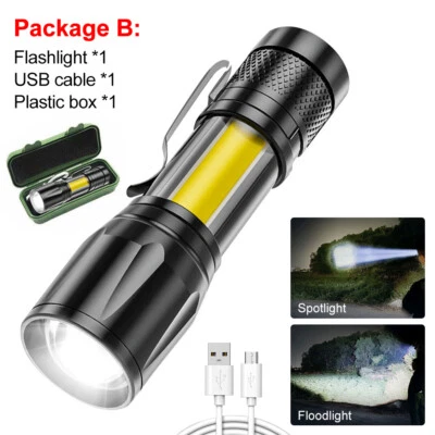 VASTFIRE LED Flashlight Light Super Bright Torch USB Rechargeable U