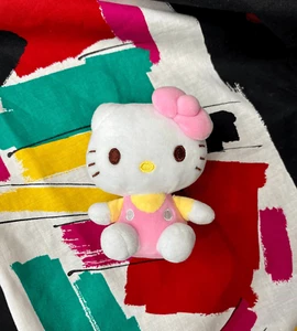 Sanrio Hello Kitty Soft 4” Plush Pink Bow Pink Yellow Outfit - Picture 1 of 3