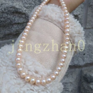 18" Vibrant Dainty AAA+ South Sea Pale Pink Pearl Necklace 14k Gold P - Picture 1 of 5
