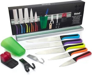 Bisbell Magnetic Knife Rack with Colorful Knives Set BMKR32GP1-45 - Picture 1 of 2