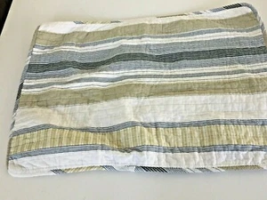 Domain gesteppt Standard Schein gestreift grau blau taupe weiß 21x27" Single - Bild 1 von 8