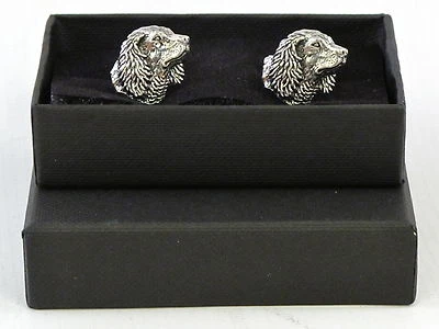Spaniel Head Pewter Cufflinks Cocker Springer Dog Fine English Gift Mens Boxed Foto 1 de 4
