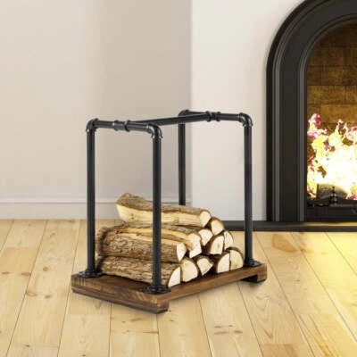 Fireplace Log Lumber Pile Holder Storage Stand, Wood Compact Firewood Rack - Image 1 of 4