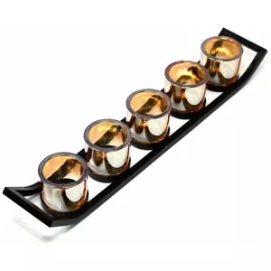 Centrepiece Iron & Glass Votive Candle Holder - 5 Cup Ledge Tealight Holder - Picture 1 of 4
