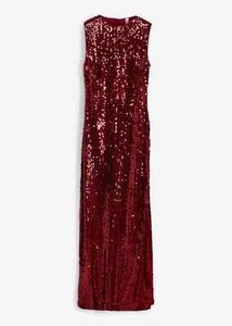Neu Kleid mit Pailletten Gr. 36/38 Dunkelrot Damen Maxikleid Eventkleid Ärmellos - Bild 1 von 1