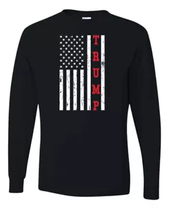 Trump Distressed USA Flag Political Men Long Sleeve Shirt - Picture 1 of 10