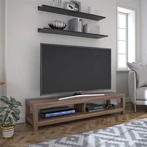 Entertainment Center TV Stand for Tvs Up To 65'' Open Storage Shelf Home Walnut - Picture 1 of 8