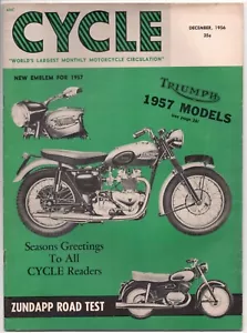 Revista de ciclismo diciembre 1956 Triumph 1957 Zundapp Harley BSA motocicleta Norton - Imagen 1 de 8