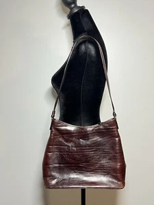 Oroton Australia EUC Brown Leather Shoulder Bag Purse Handbag Zip Top 13" x 10" - Picture 1 of 7