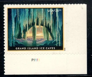 Sc# 5430 Grand Island Ice Caves Pl# P1111 único 26.35 2020 emisión inferior derecha - Imagen 1 de 1