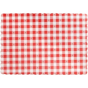 50 Choice 10" x 14" Red Gingham Colored Paper Placemats - Picture 1 of 2