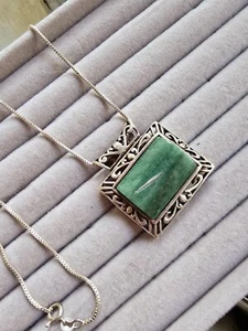 Party Wear Handmade Women Jewelry 925 Sterling Silver Jade Stone Necklace - Picture 1 of 1