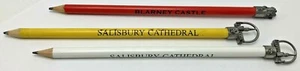 Lápices de madera de recuerdo vintage de la catedral de Salisbury castillo de Blarney Reino Unido Irlanda - Imagen 1 de 10