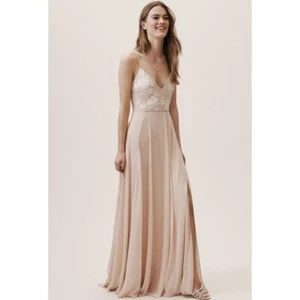 NWT Anthropologie BHLDN Sadia Dress Maxi Oyster Long Cream Bridal Size 6 - Picture 1 of 13