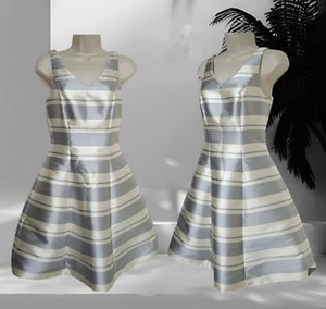 Stunning Coast 50s Style Special Occasion Dress Silver Ivory Size 8 - Picture 1 of 6