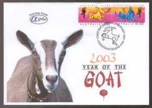 2003 Australia Christmas Island Year of the Goat ALPHA FDC - Foto 1 di 1