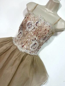 Beige maxi dress sleeveless cocktail evening embellished 10 - Picture 1 of 9