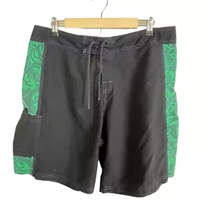 Pantalones Cortos De Colección Happy Shirts EE. UU. Azul Hawaiano Paisley Verde Panel Talla 36 - Imagen 1 de 6
