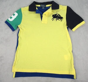 Polo By Ralph Lauren Polo Youth Small 8 Yellow Colorblock Cotton Short Sleeve - Picture 1 of 10
