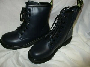 Dream Pairs Fight-1K Girls Leather Lace Up Heeled Boots 7" Tall Size (2) C-Navy - Picture 1 of 4
