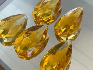 5 YELLOW AMBER CHANDELIER CRYSTAL Pendant K9 Sun Catcher Rainbow Prism Part 2.5" - Picture 1 of 8