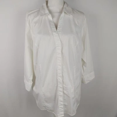 Lee Riders Business Casual Button Up Collard Shirt V-Neck Top Shirt White XXL - Image 1 of 4