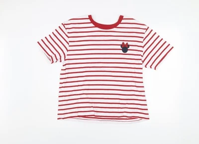 Marks and Spencer Women’s Red White Striped Minnie Mouse T-Shirt Size 16 - Image 1 of 4