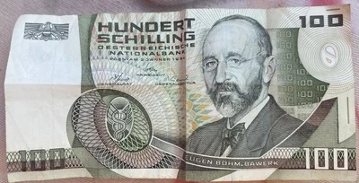 Billete de 100 chelines Austria 1984 - Eugen Böhm-Bawerk - Billete de moneda austriaca Foto 1 de 2