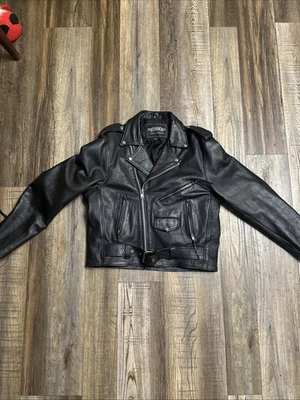Chaqueta de moto de cuero para hombre negra Unik 42 cremalleras hebillas Foto 1 de 4