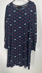 Abito LEOTA nuovo con etichetta taglia XL stampa cavallo rosso bianco blu navy - Foto 1 di 4