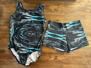 Dancina Girls Gymnastic Suit And Shorts Set, Sz 10, Sports Gym Swim - Picture 1 of 10