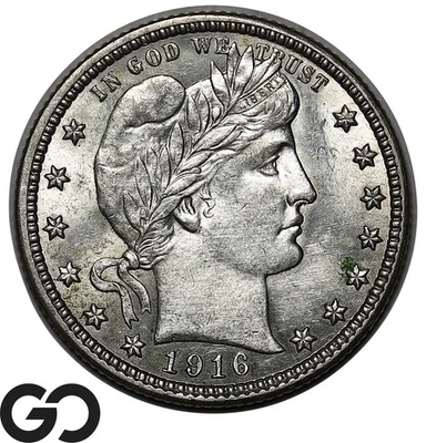 1916 Barber Quarter, White Choice Uncirculated+ Final Year Issue - Image 1 of 3