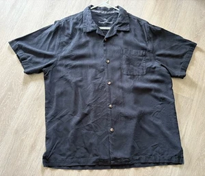 Tommy Bahama Shirt Mens XL Silk Palm Trees Hawaiian Camp Jacquard Black - Picture 1 of 11
