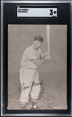1962 Exhibits Stat Back ~ Stan Musial (HOF) SGC 3 - Image 1 of 2