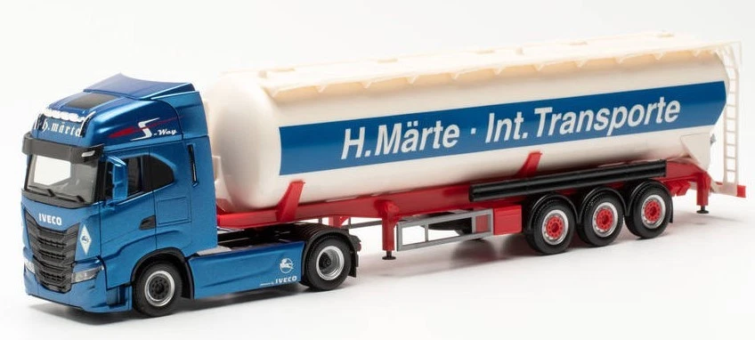 HERPA, IVECO S-way 4X2 semi remorque silo 3 essieux MARTE, échelle 1/87, HER3... - Photo 1/1