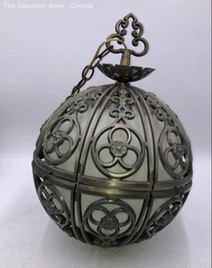 Vintage Silver Home Decorative Globe Pendant Wall Hanging Swing Light Lamp - Picture 1 of 7