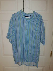 Men Metropolitan Retro Look Blue Green Rayon Short Sleeve Dress Shirt Size XL - Picture 1 of 6