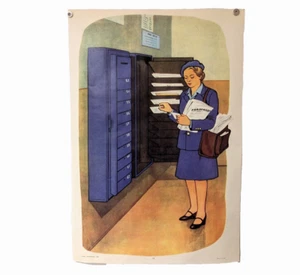 Soviet USSR Post Advertisement Poster 1981 - postman job office soviet Ukraine - Picture 1 of 4