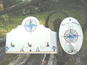 ACCROCHE TORCHON + SABLIER EMAILLES Marine EMAIL VERITABLE FABRIQUES EN FRANCE - Picture 1 of 1