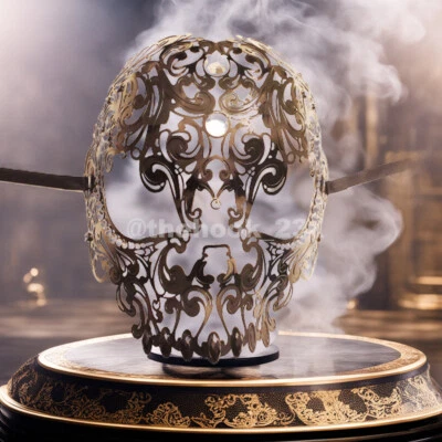 Black Metal Skull Mask Laser Cut Venetian Halloween Masquerade Mask - Image 1 of 4