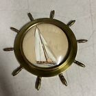 Vintage Sailboat Nautical Clipper Ship Wheel Paper Art Concave glass watercolor