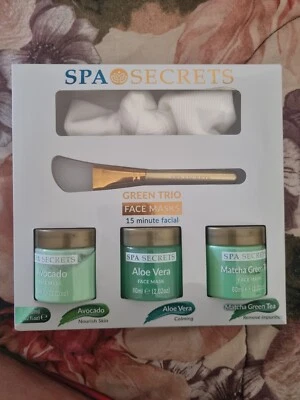 Spa Secrets Green Trio Face Masks 3x60ml, Silicone Applicator & headband. NEW - Image 1 of 4
