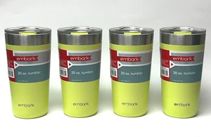 Stainless Steel Insulated Green Travel Tumbler Mug 20 oz - Hot or Cold - 4 pack - Picture 1 of 2