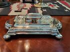 Mappin And Webb Silver Plated Victorian Double Ink Well Desk Set